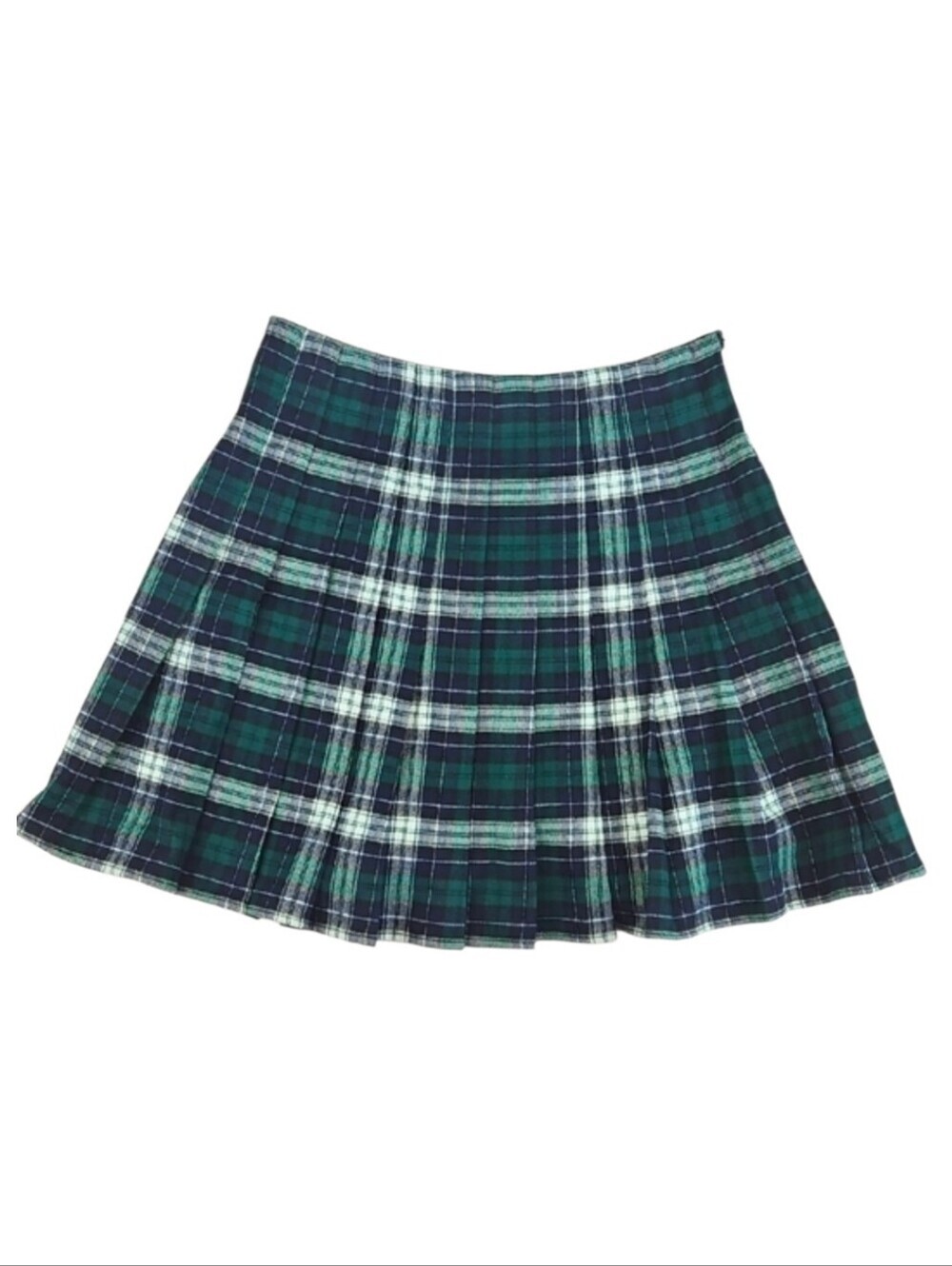 Brandy Melville Pleated Plaid Skirt Dark Academia Mini Y2K Preppy Blue Green